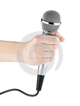 Hand with microphone