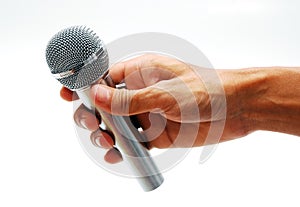 Hand with microphone