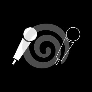 Hand microphone icon set white color illustration flat style simple image