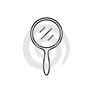 Hand mirror line icon, outline vector sign, linear style pictogram isolated on white.