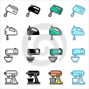 Hand mixer icon set vector design template in white background