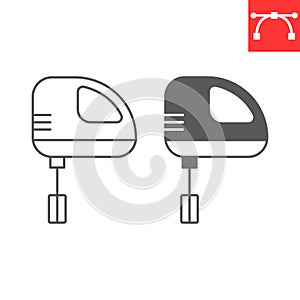 Hand mixer line and glyph icon