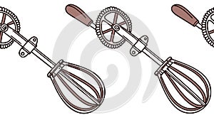 Hand Mixers and Whisks Vector, Baking and Kitchen Tools, vector design Generative AI