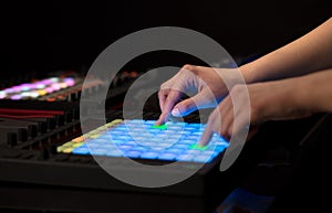 Hand mixing music on midi controller
