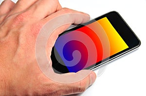 Hand and mobile phone