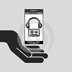 Hand mobile phone headphone cassette music
