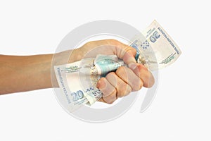 A hand with money