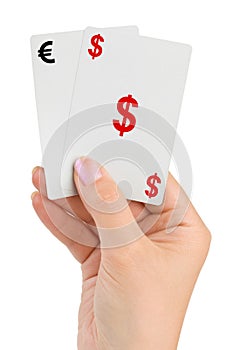 Hand and money cards