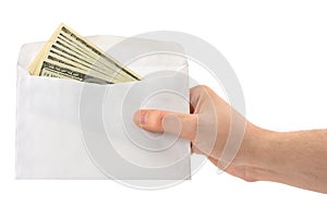 Hand and money in envelope