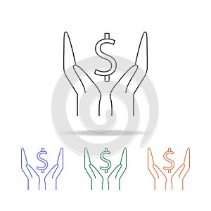 hand money icon. Elements of banking in multi colored icons. Premium quality graphic design icon. Simple icon for websites, web de
