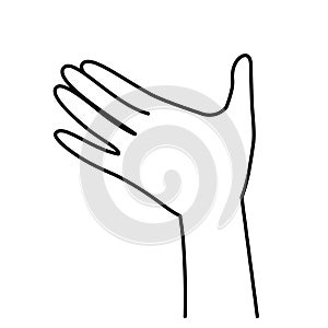 hand, monochrome line illustration