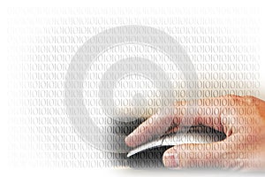 Hand Mouse Binary Code (over white)