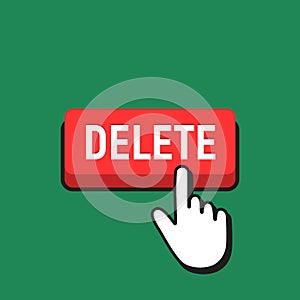 Hand Mouse Cursor Clicks the Delete Button.