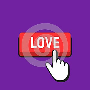 Hand Mouse Cursor Clicks the Love Button.