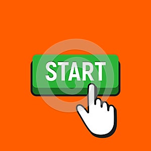 Hand Mouse Cursor Clicks the Start Button.