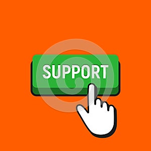 Hand Mouse Cursor Clicks the Support Button.