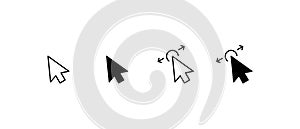 Hand Mouse Pointer Pictogram on Transparent Background. Finger Web Click Pointer Line and Silhouette Icon. Isolated Vector