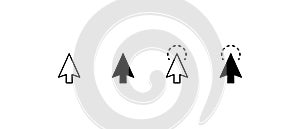 Hand Mouse Pointer Pictogram on Transparent Background. Finger Web Click Pointer Line and Silhouette Icon. Isolated Vector