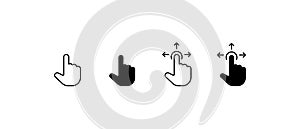 Hand Mouse Pointer Pictogram on Transparent Background. Finger Web Click Pointer Line and Silhouette Icon. Isolated Vector