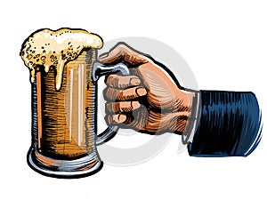 Hand with a mug of beer