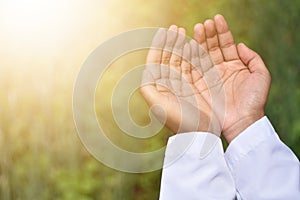 Hand of muslim praying.