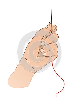 Hand With Needle And Thread photo