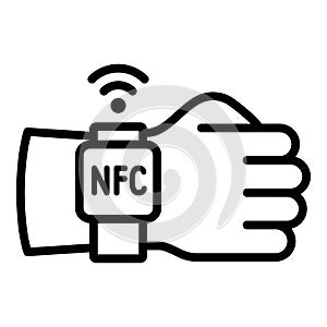 Hand nfc smartwatch icon, outline style