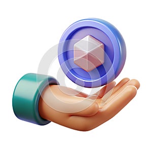 Hand with NFT 3D Icon Perfectly photo