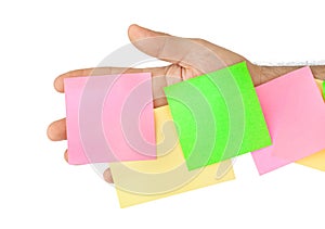 Hand and note paper
