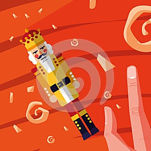 Hand with nutcracker king toy icon