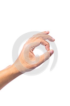 Hand ok sign on white background, clipping paths