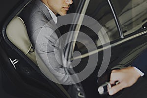 Hand Open Car Door Businessman