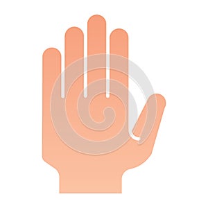 Hand with open fingers flat icon. Arm gesture vector illustration isolated on white. Five fingers up gradient style