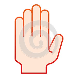 Hand with open fingers flat icon. Arm gesture vector illustration isolated on white. Five fingers up gradient style