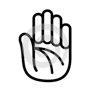 Hand open palm lines logo. Outline style.