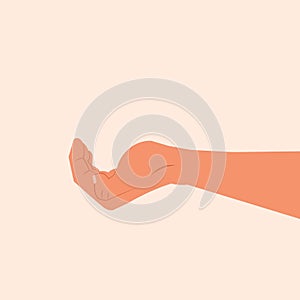 Hand open palm for showing holding something. Empty handful vector illustration
