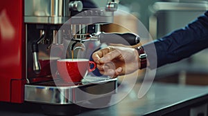 The red coffee cup.AI generated image