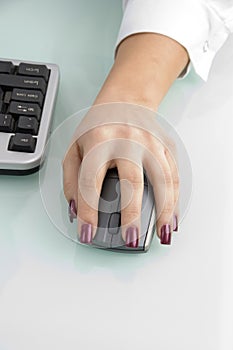 Hand operating mouse