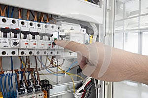 Hand Operating Switch in Electrical Circuit Panel