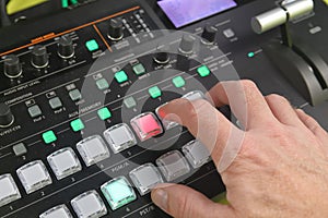 Hand operating Video production switcher used for live events