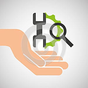 Hand optimization technology tool gear icon