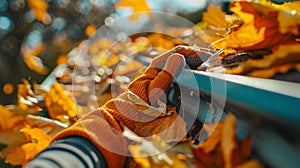 The Hand in Orange Glove.AI generated image photo