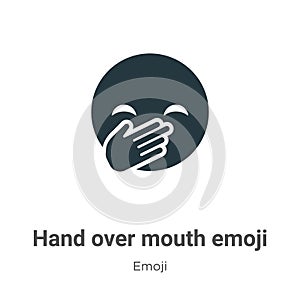 Hand over mouth emoji vector icon on white background. Flat vector hand over mouth emoji icon symbol sign from modern emoji