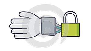 Hand with Padlock Icon: Personal Security & Control, vector design Generative AI