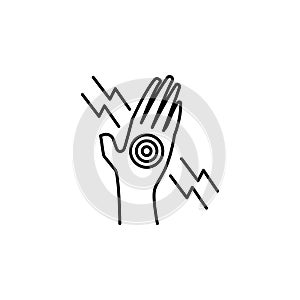 hand pain line icon on white background