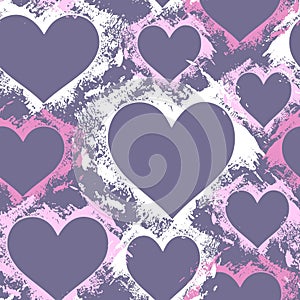 Hand paint acrylic stancil heart seamless vector pattern