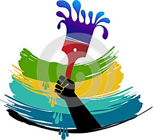 Hand paintbrush logo