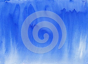 Hand painted abstract background of blue watercolor teture.