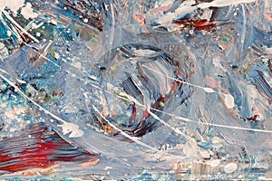 Ruka namaľovaný abstraktné pastózny maľba textúry. olej a akryl maľovanie tučný maľovať textúra. vysoký. modrý oceán 