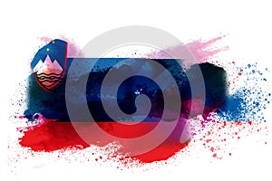 Slovakia Watercolor Painted Flag Hand Drawn Illustration